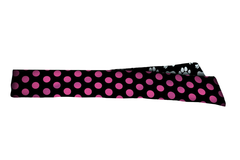 REVERSIBLE Paw Prints/Polka Dots Pink Head Tie (SKU 3208 HTB)