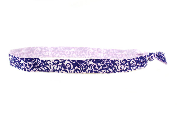 Floral Royal Blue Elastic Headband