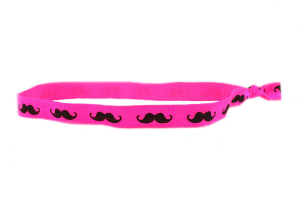 Mustache Hot Pink Elastic Headband (SKU 6020 HB)