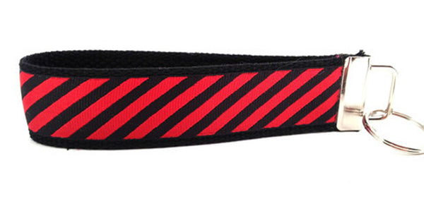 Diagonal Stripes Red Black Keychain (SKU 1244 KC)