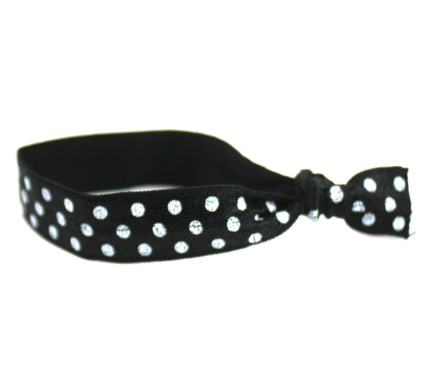 Polka Dots Black White Hair Tie (SKU 6010)