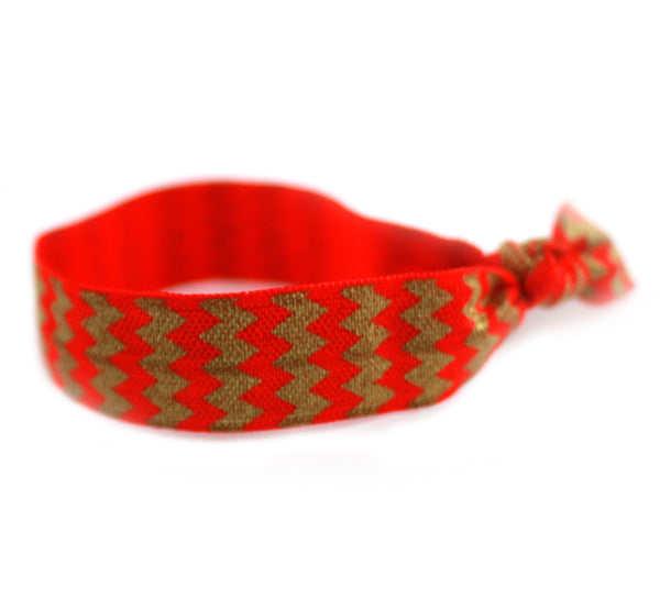 Chevron Red Gold Hair Tie (SKU 6028)