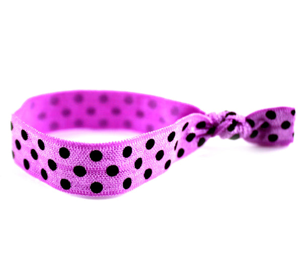 Polka Dots Purple Black Hair Tie (SKU 6034)