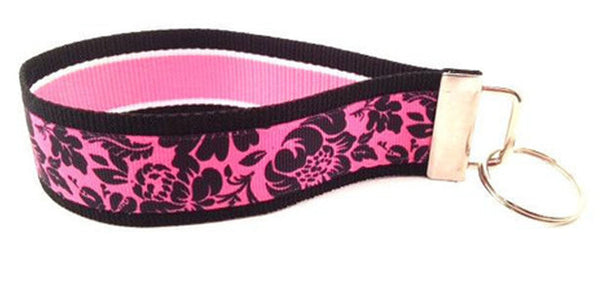 Floral Hot Pink Black Keychain (SKU 1091 KC)