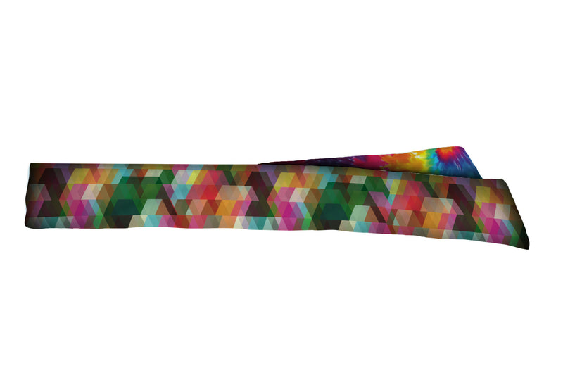 REVERSIBLE Geometric Rainbow/Tie Dye Rainbow Head Tie (SKU 2110 HTB)