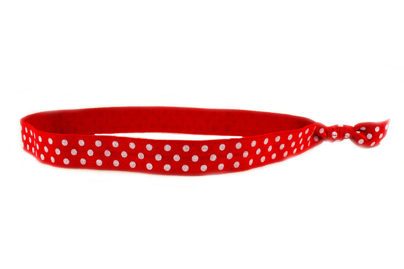 Polka Dots Red White Elastic Headband (SKU 6005 HB)