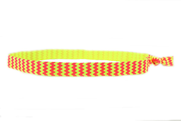 Chevron Hot Pink Yellow Elastic Headband