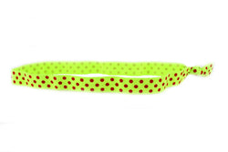 Polka Dots Lime Red Elastic Headband (SKU 6009 HB)