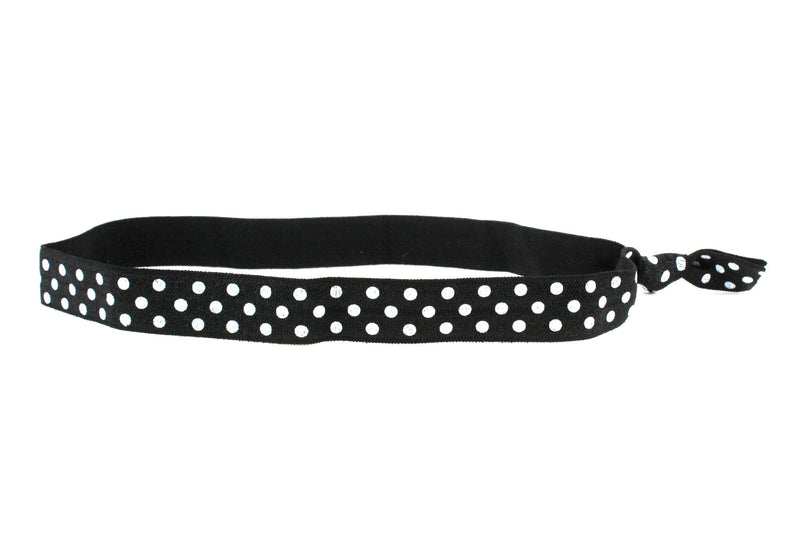 Polka Dots Black White Elastic Headband (SKU 6010 HB)