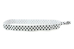 Polka Dots White Black Elastic Headband (SKU 6011 HB)