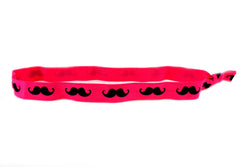 Mustache Fuchsia Elastic Headband (SKU 6021 HB)