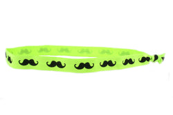 Mustache Neon Green Elastic Headband (SKU 6022 HB)