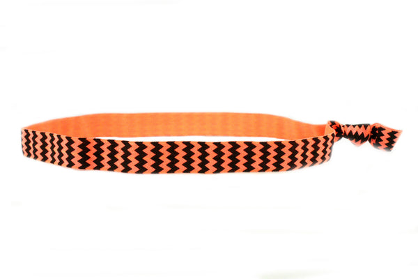 Chevron Black Orange Elastic Headband