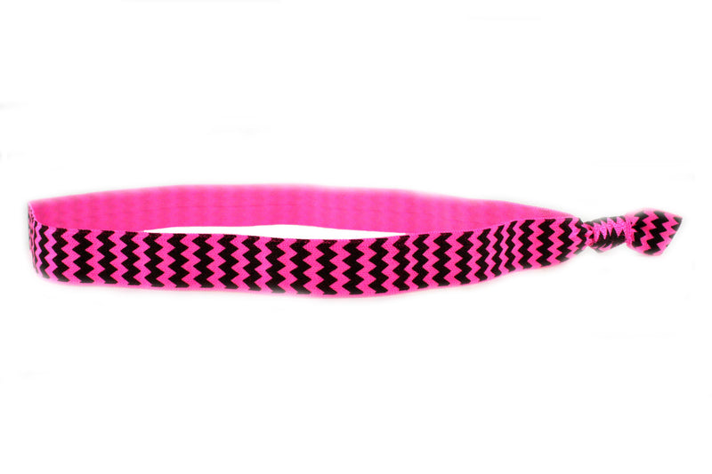 Chevron Hot Pink Black Elastic Headband