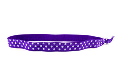 Polka Dots Purple White Elastic Headband (SKU 6033 HB)