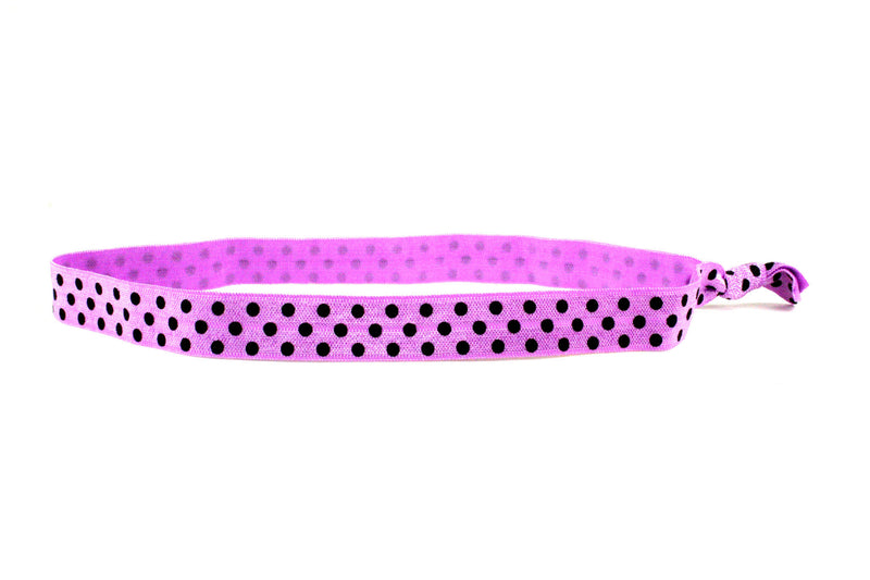 Polka Dots Purple Black Elastic Headband (SKU 6034 HB)