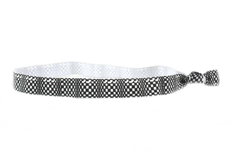 Checkers Black White Elastic Headband