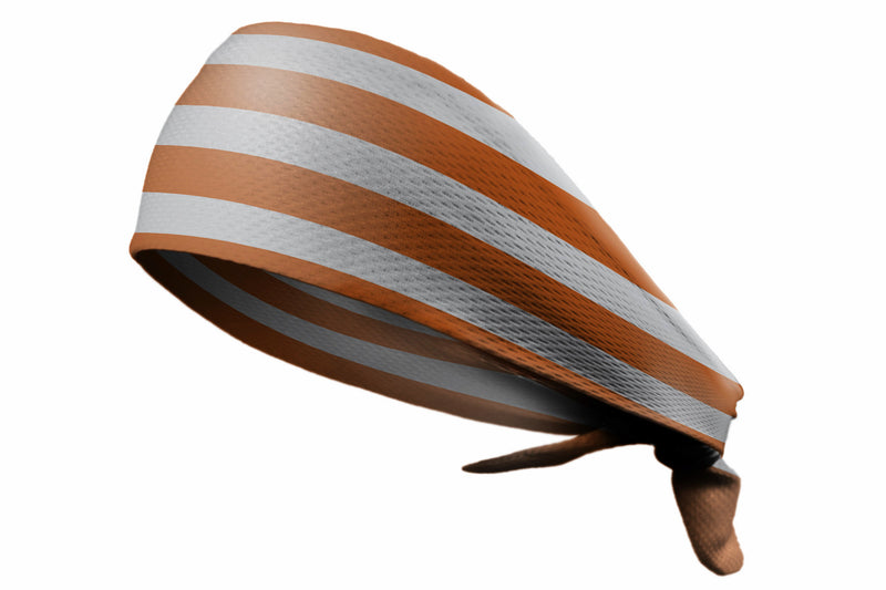 Tie Back Horizontal Stripes Texas Orange Grey (SKU 7506)