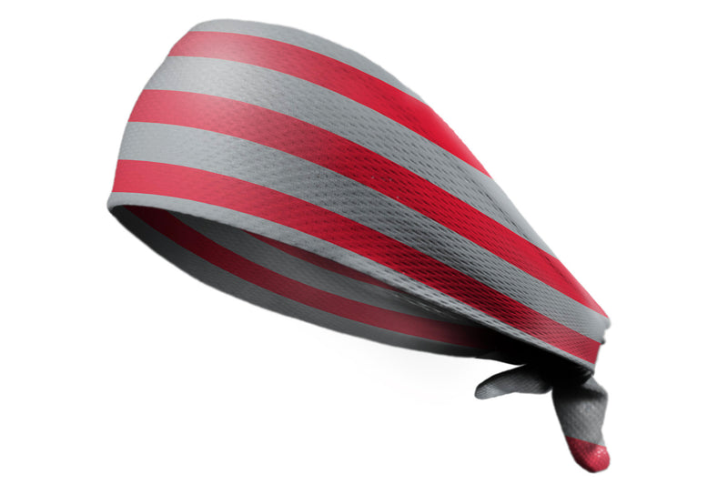 Tie Back Horizontal Stripes Scarlet Grey (SKU 7512)