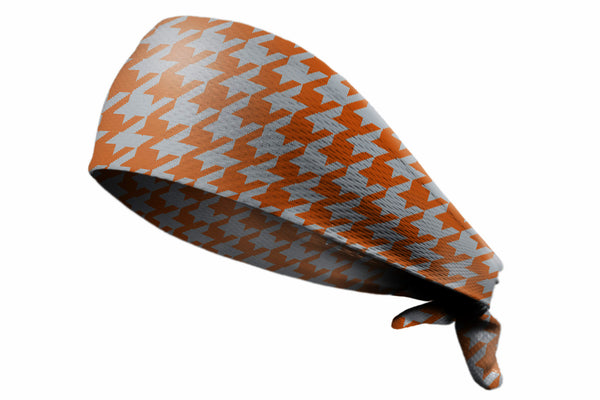 Tie Back Houndstooth Texas Orange Grey (SKU 7572)