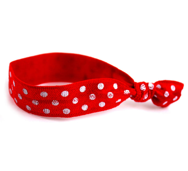 Polka Dots Red White Hair Tie (SKU 6005)