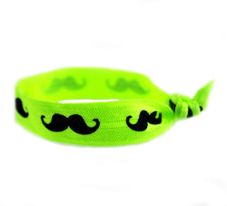 Mustache Neon Green Hair Tie (SKU 6022)