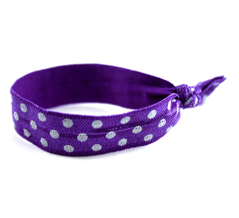 Polka Dots Purple White Hair Tie (SKU 6033)