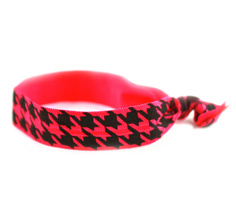 Houndstooth Hot Pink Hair Tie (SKU 6036)