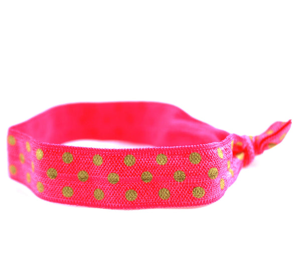 Polka Dots Pink Gold Hair Tie (SKU 6056)