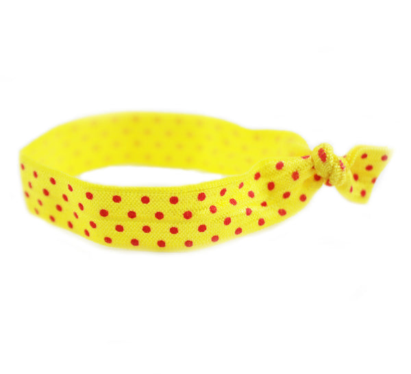 Polka Dots Mini Yellow Red Hair Tie (SKU 6061)