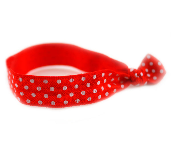 Polka Dots Mini Red White Hair Tie (SKU 6062)