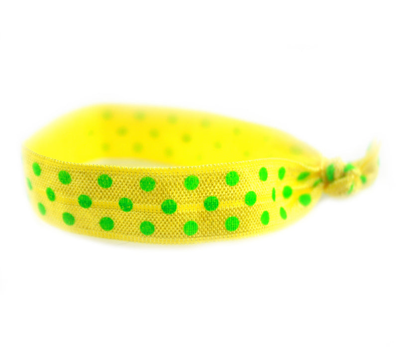 Polka Dots Yellow Lime Hair Tie (SKU 6063)