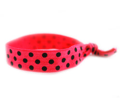 Polka Dots Pink Black Hair Tie (SKU 6074)