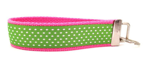 Polka Dots Petite Green Pink Keychain (SKU 1180 KC)
