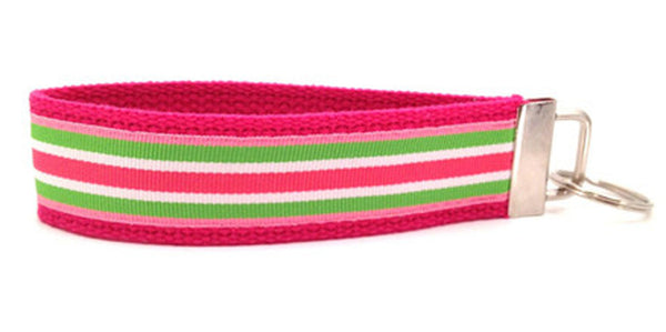 Stripes Hot Pink Green Keychain (SKU 1248 KC)